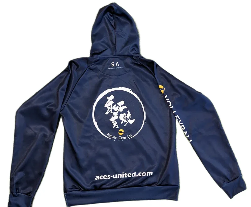 Aces United Volleyball custom sublimated hoodie, made by CustomHoodie (VS Wear)
