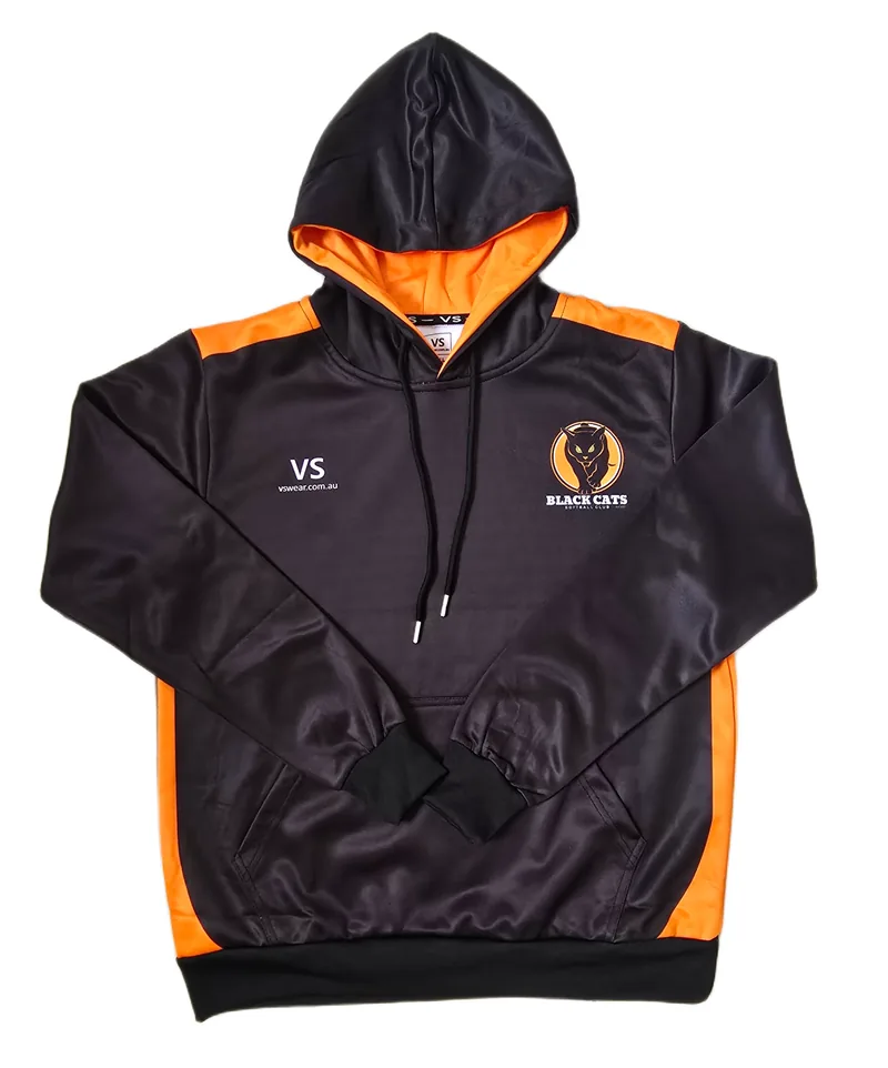 Black Cats Softball custom sublimated hoodie, made by CustomHoodie (VS Wear)
